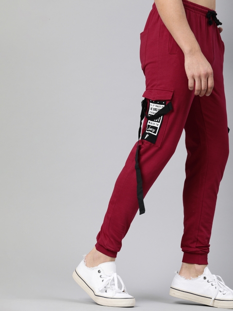 

DC by Kook N Keech Men Maroon Solid Straight Fit Joggers with Pocket Detailing