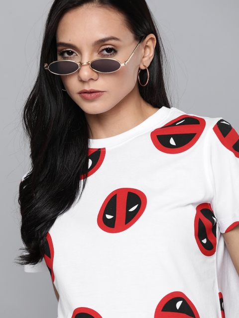 

Kook N Keech Marvel Women White & Red Spiderman Print Round Neck T-shirt