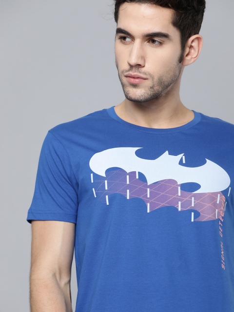 

Kook N Keech Batman Men Blue Batman Print Pure Cotton Round Neck T-shirt