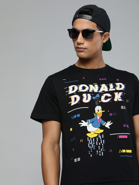 

Kook N Keech Disney Men Black Donald Duck Printed Round Neck T-shirt