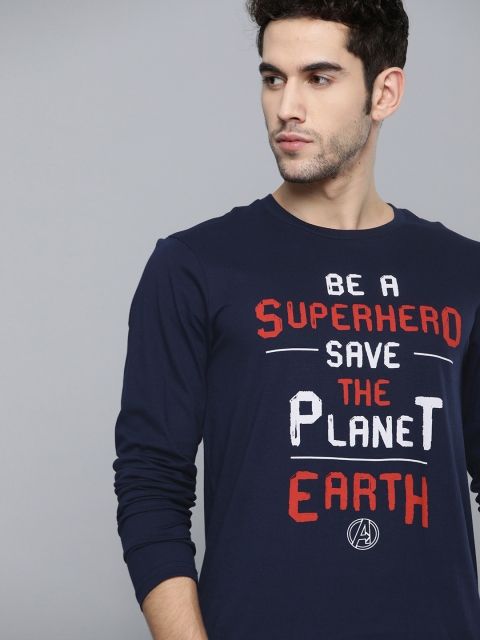 

Kook N Keech Marvel Men Navy Blue & Red Printed Round Neck T-shirt