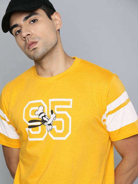 

Kook N Keech Disney Men Mustard Yellow Printed Round Neck T-shirt