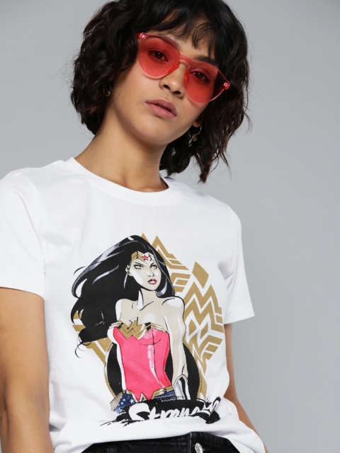 

Wonder Woman White Printed Round Neck T-shirt