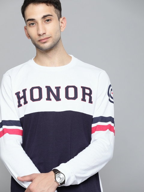

Kook N Keech Marvel Men White & Navy Blue Colourblocked Round Neck T-shirt
