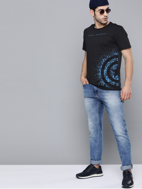 

Kook N Keech Marvel Men Black & Blue Pure Cotton Printed Round Neck T-shirt