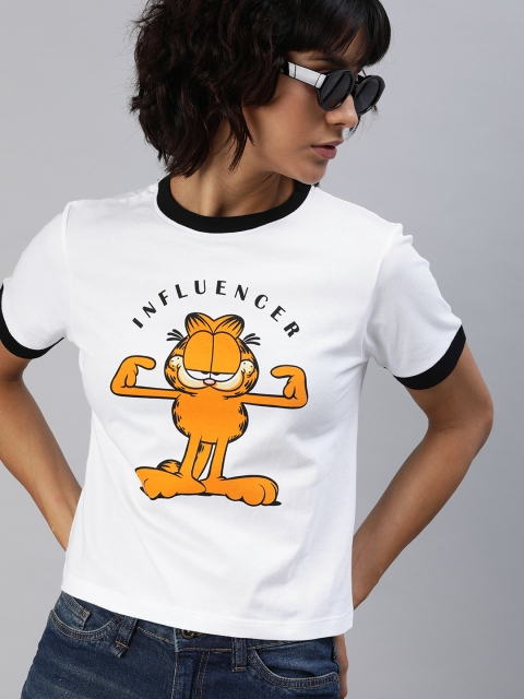 

Kook N Keech Garfield Women White Printed Round Neck T-shirt