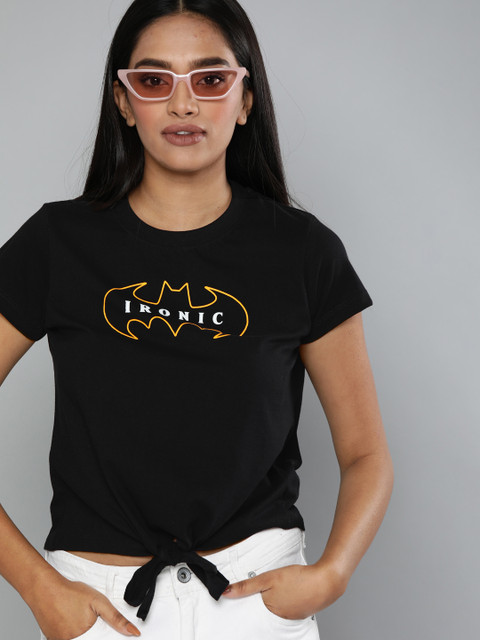 

Kook N Keech Batman Women Black Printed Round Neck Batman T-shirt