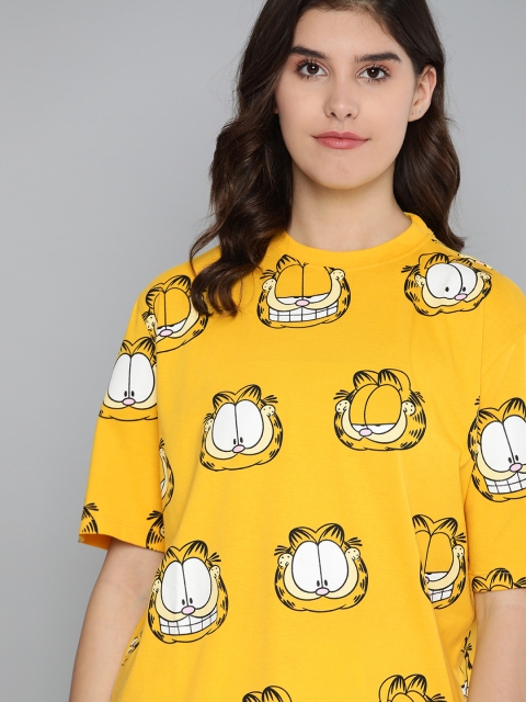 

Kook N Keech Garfield Women Yellow & White Printed T-shirt
