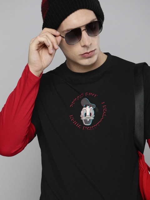 

Kook N Keech Disney Men Black Donald Duck Printed Round Neck T-shirt