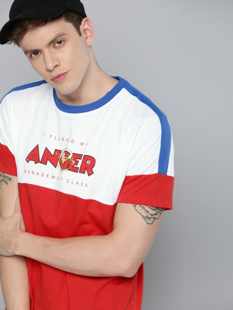 

Kook N Keech Disney Men Red Colourblocked Round Neck Pure Cotton T-shirt