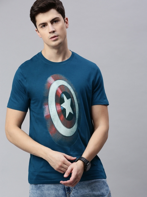 

Kook N Keech Marvel Men Teal Blue Printed Round Neck T-shirt