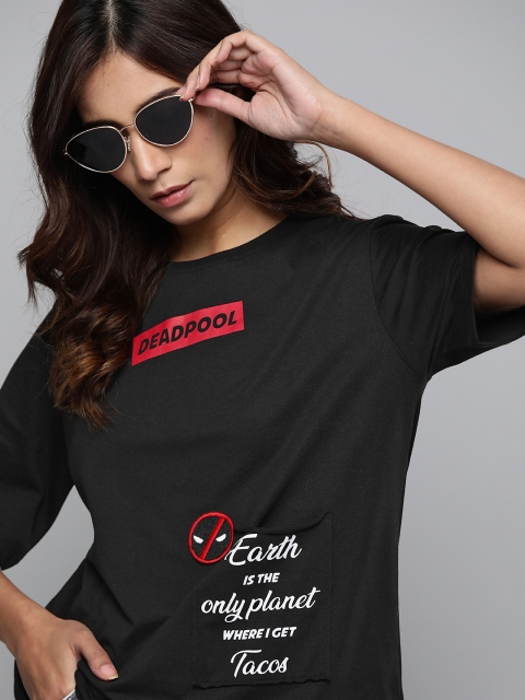 

Kook N Keech Marvel Women Black Printed Round Neck T-shirt