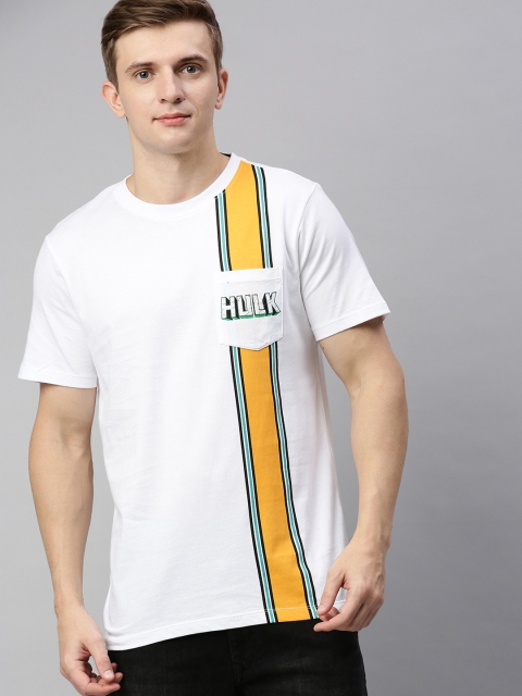 

Kook N Keech Marvel Men White Striped Round Neck T-shirt