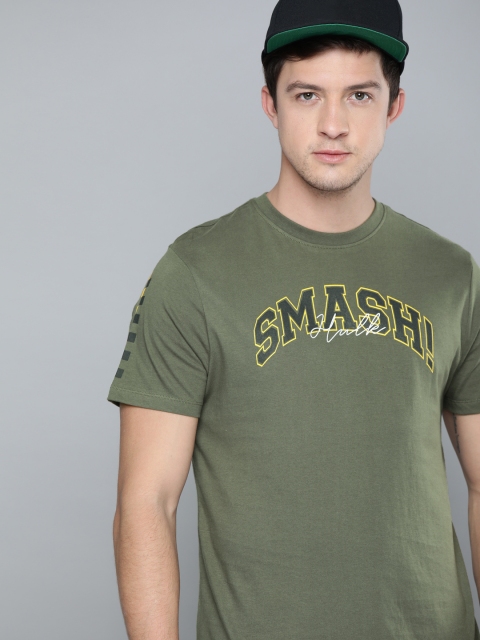 

Kook N Keech Marvel Men Olive Green Printed Round Neck T-shirt