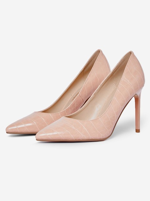 

DOROTHY PERKINS Women Peach-Coloured Croc Textured Pumps