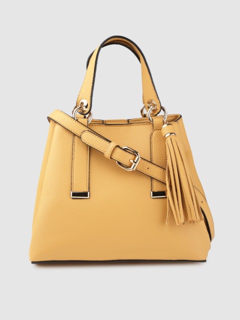 

DOROTHY PERKINS Mustard Yellow Solid Handheld Bag with Detachable Sling Strap