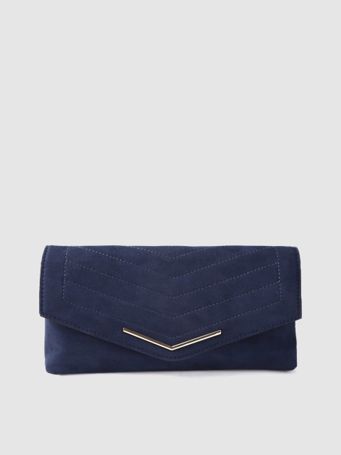 

DOROTHY PERKINS Navy Blue Solid Quilted Envelope Clutch