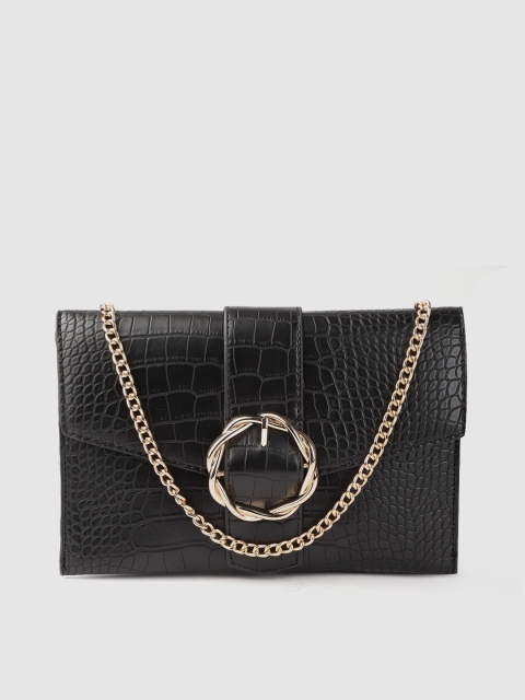 

DOROTHY PERKINS Black Croc Textured Sling Bag