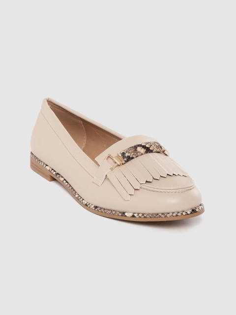 

DOROTHY PERKINS Women Beige Horsebit Loafers, Cream