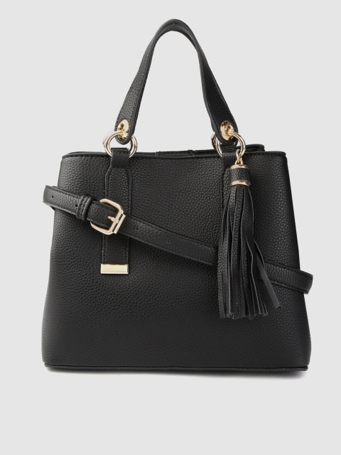 

DOROTHY PERKINS Black Solid Handheld Bag with Detachable Sling Strap