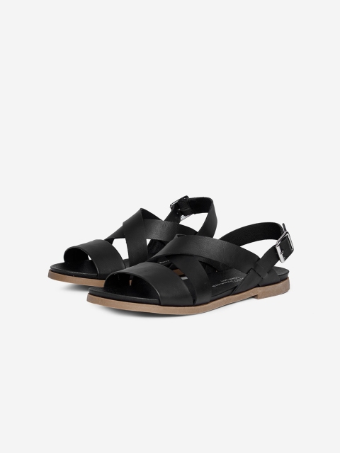 

DOROTHY PERKINS Women Black Solid Wide Comfort Fit Open Toe Flats