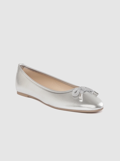 

DOROTHY PERKINS Women Silver-Toned Solid Wide Fit Ballerinas