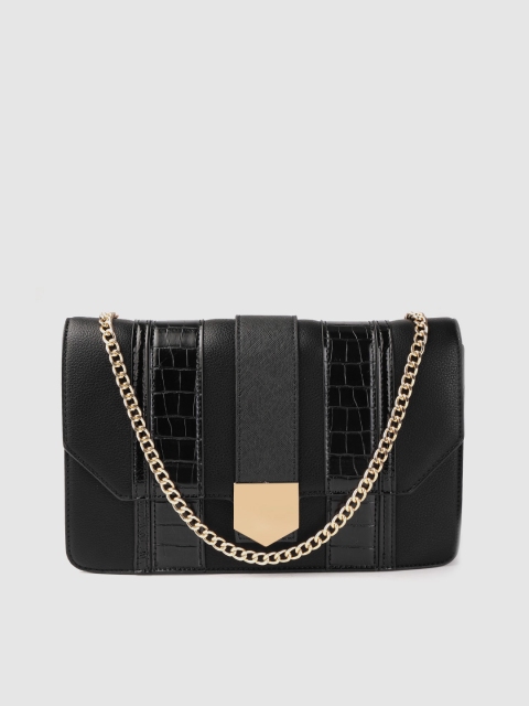 

DOROTHY PERKINS Black Croc Textured Sling Bag