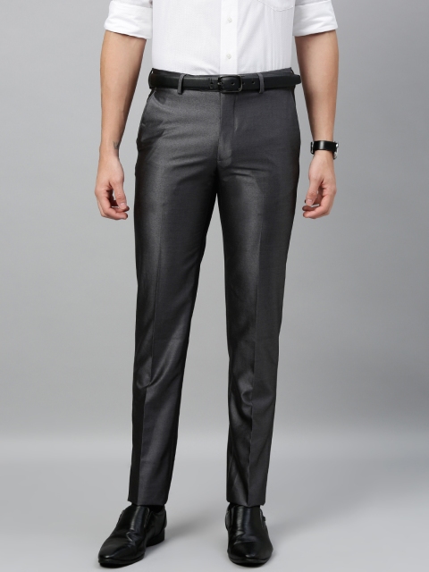 

Van Heusen Men Charcoal Grey Slim Fit Solid Formal Trousers