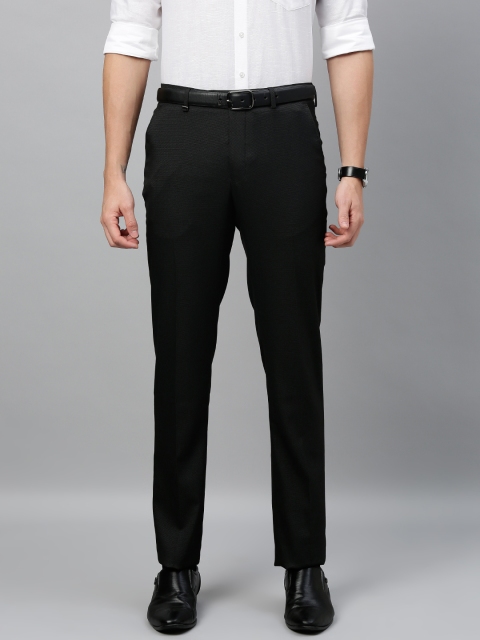 

Van Heusen Men Black Slim Fit Solid Regular Trousers