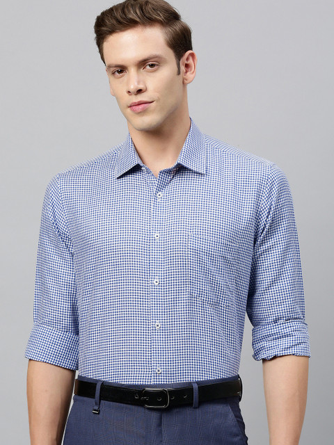 

Van Heusen Men Blue & White Slim Fit Checked Formal Shirt