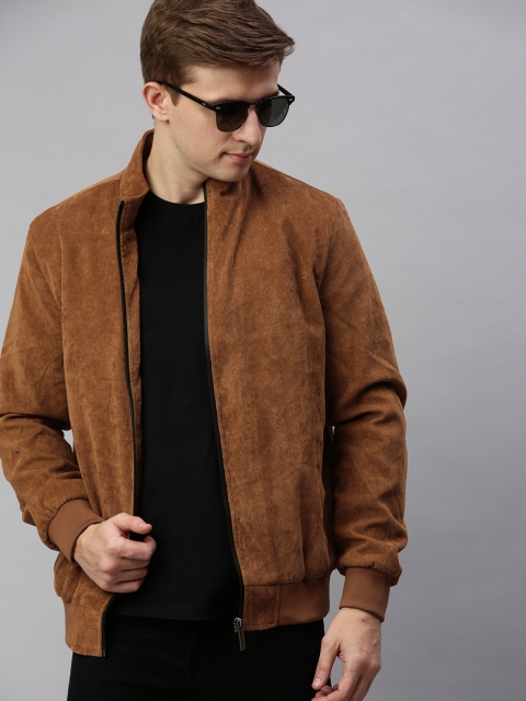 

Mast & Harbour Men Brown Solid Corduroy Bomber