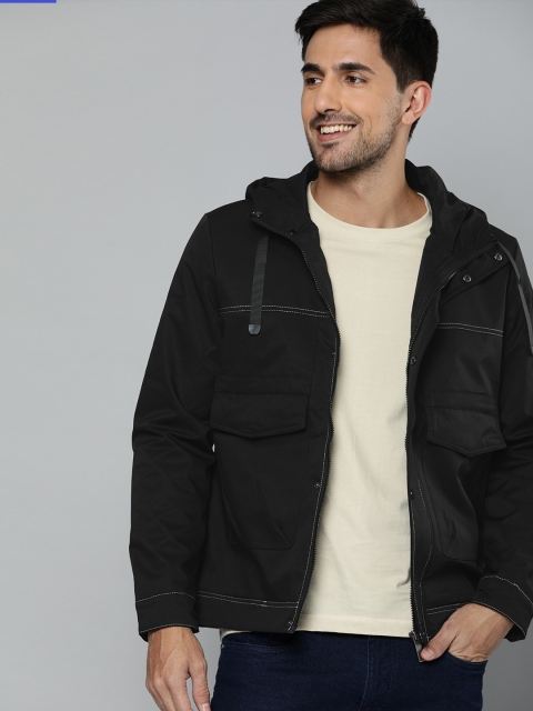 

Mast & Harbour Men Black Solid Hooded Padded Jacket