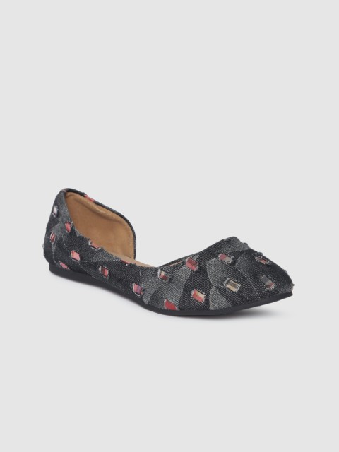 

Inc 5 Women Charcoal Black Printed Ballerinas