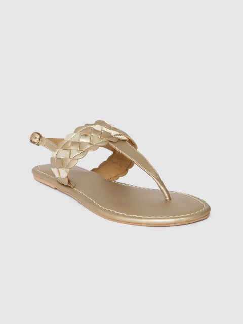 

Inc 5 Women Rose Gold-Toned Solid T-Strap Flats