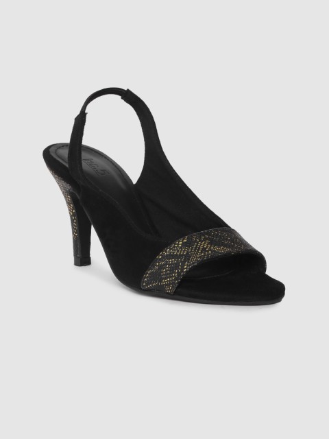 

Inc 5 Women Black & Beige Snake Print Peep Toes