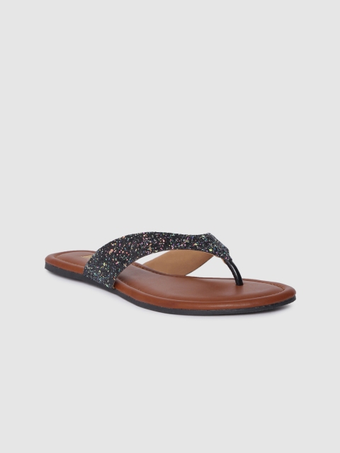 

Inc 5 Women Black Embellished T-Strap Flats