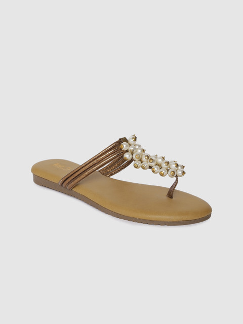 

Inc 5 Women Gold-Toned Embellished T-Strap Flats