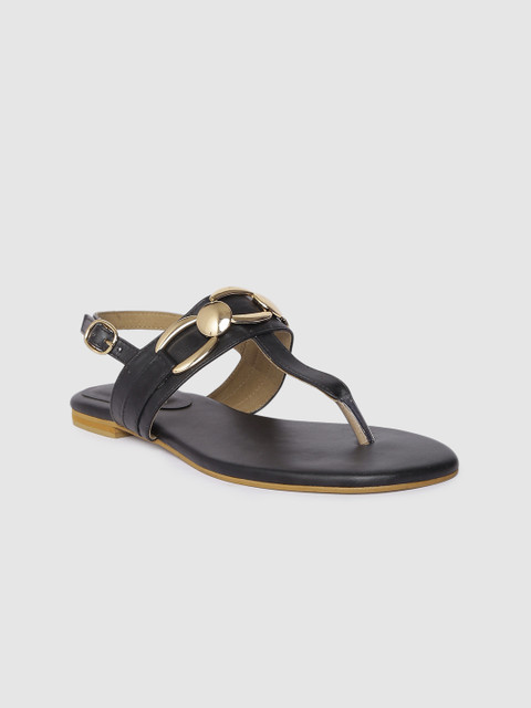 

Inc 5 Women Black Solid T-Strap Flats