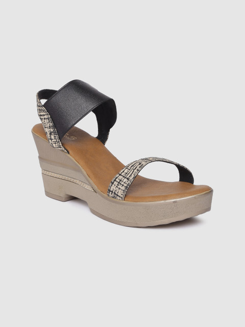 

Inc 5 Women Black & Off-White Printed Sandals