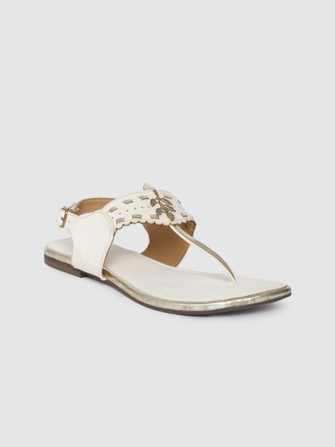 

Inc 5 Women White Embellished T-Strap Flats