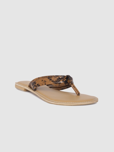 

Inc 5 Women Tan Printed T-Strap Flats