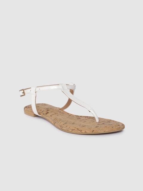 

Inc 5 Women White Solid T-Strap Flats