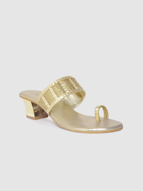 

Inc 5 Women Gold-Toned Embellished Block Heels