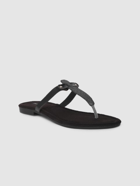

Inc 5 Women Black Embellished T-Strap Flats