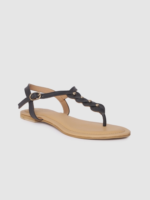 

Inc 5 Women Black Solid T-Strap Flats