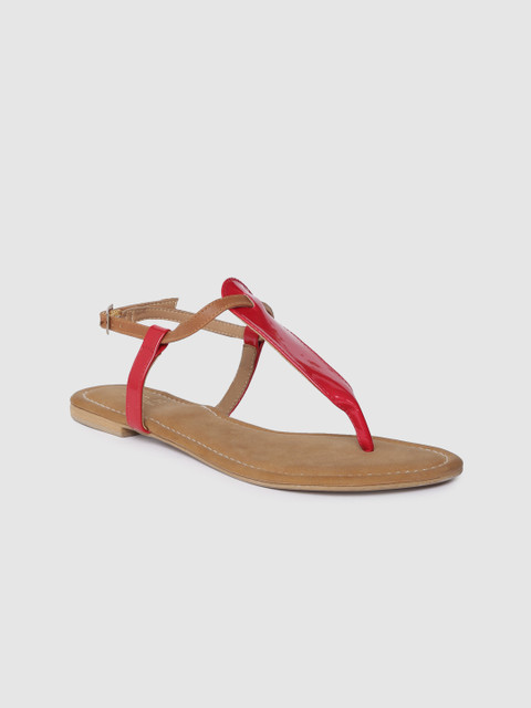 

Inc 5 Women Red & Brown Colourblocked T-Strap Flats