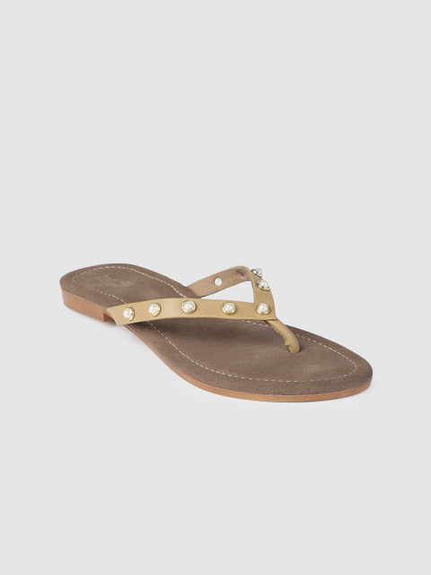 

Inc 5 Women Beige Embellished Open Toe Flats