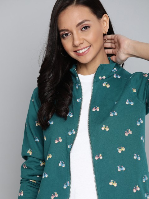 

Mast & Harbour Women Teal Green Pure Cotton Printed Sweatshirt