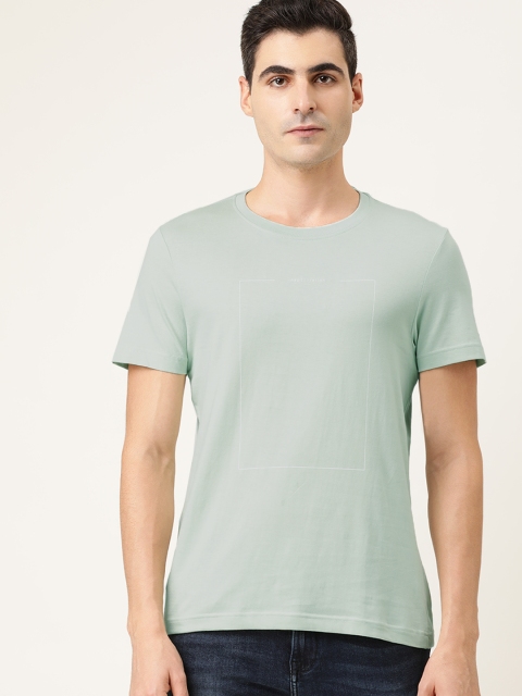 

ether Men Blue Solid Round Neck T-shirt