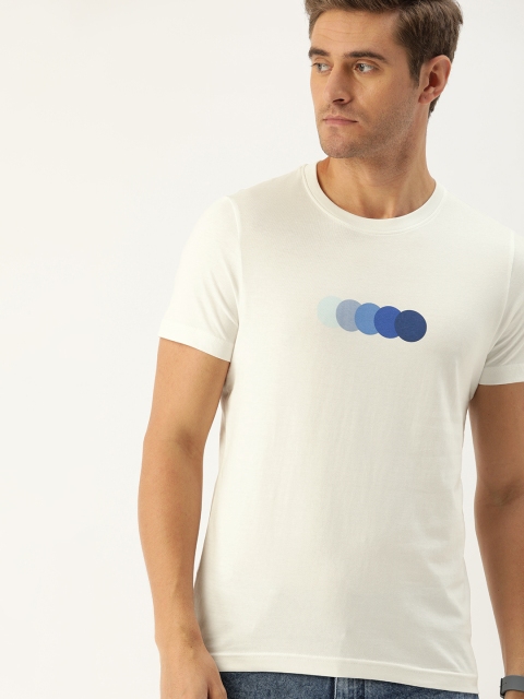 

ether Men White Printed Round Neck T-shirt